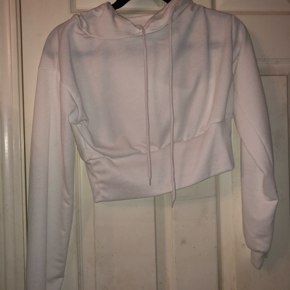 white crop hoodie